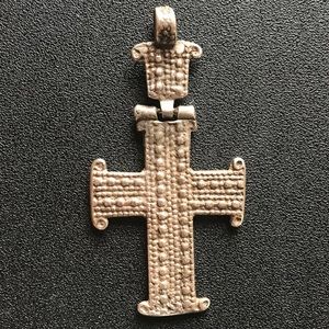 Studded Ethiopian Silver Cross Pendant